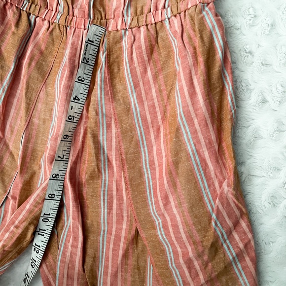 NWT- DREW Emerson Wide Split Leg Strapless Striped Linen Blend Romper - Picture 5 of 11